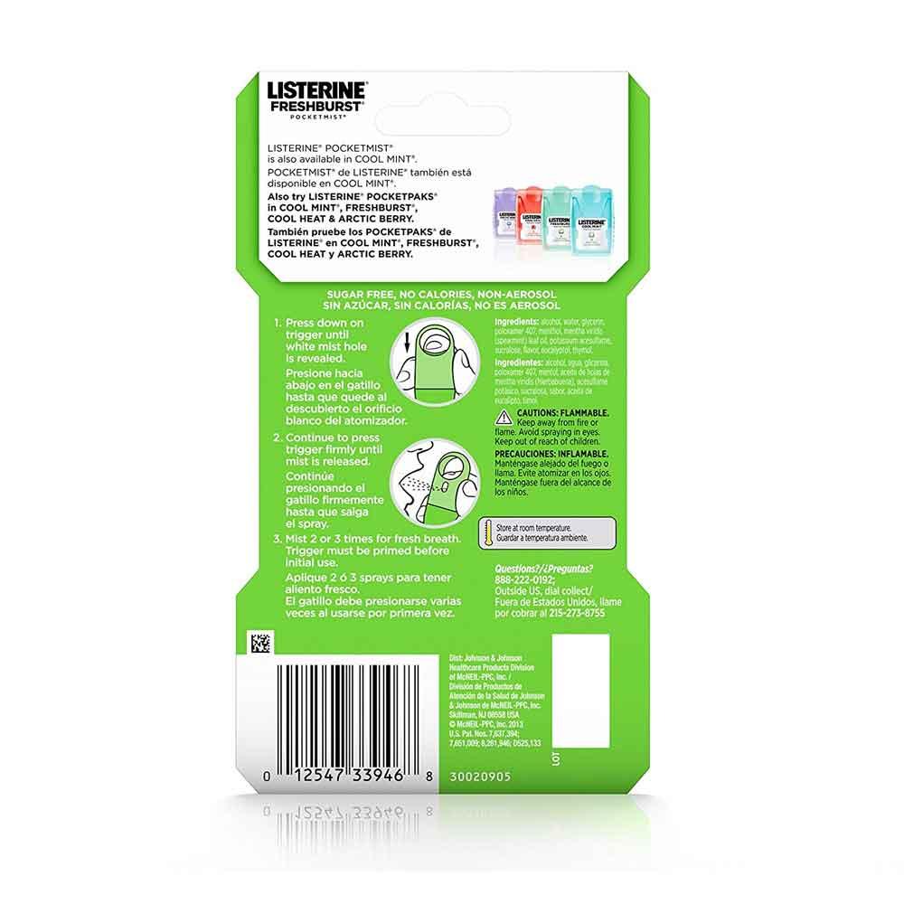 Xịt thơm miệng Listerine Fresh Brust Pocketmist 7.7ml (Xịt xanh lá) - [Mỹ]
