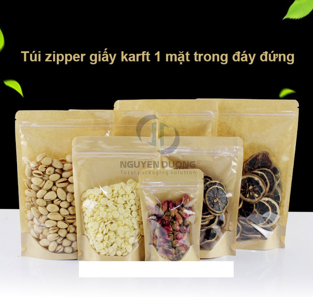 Túi zip trong giấy kraft đựng đồ khô