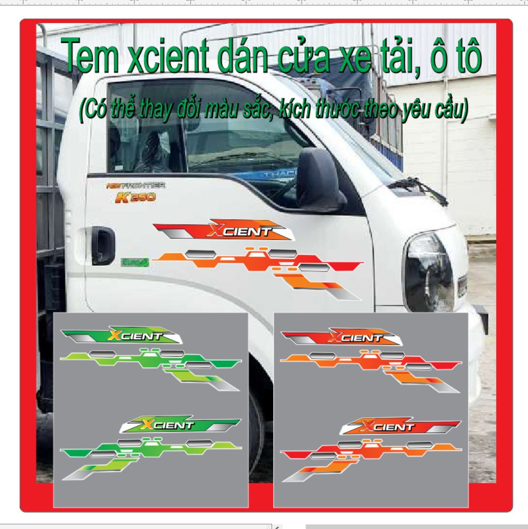 Tem XCIENT, tem decal xe tải (sl 2 tem dán 2 bên cửa)