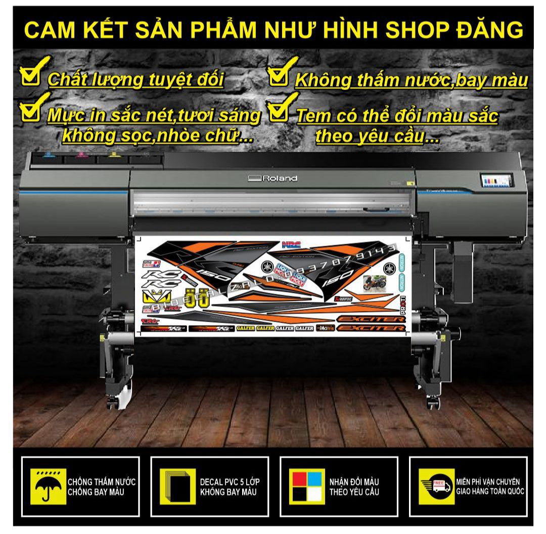 TEM RỜI EXCITER 150 RC MẪU ZIN PHỐI CAM ĐEN