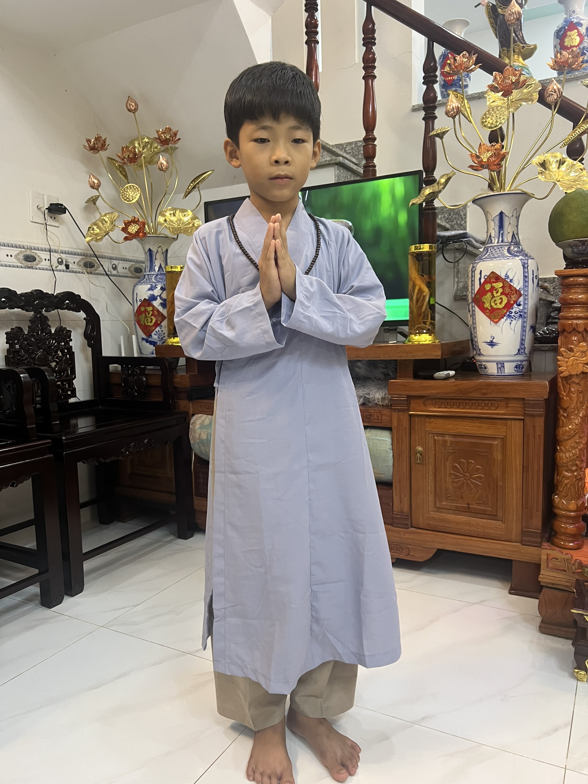 áo tràng vải kate mỏng - dành cho bé