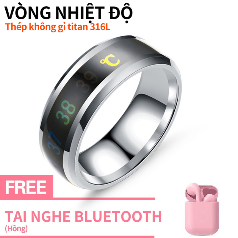 【Có tai nghe Bluetooth I12 miễn phí】Nhẫn Đo Nhiệt Độ Thông Minh Cho Nam Nữ, Nhẫn Ngón Trỏ Cảm Xúc, VNhẫn cảm xúc đổi màu theo nhiệt độ cơ thể Bumblebaa, Bằng Thép Titan, Chống Nước