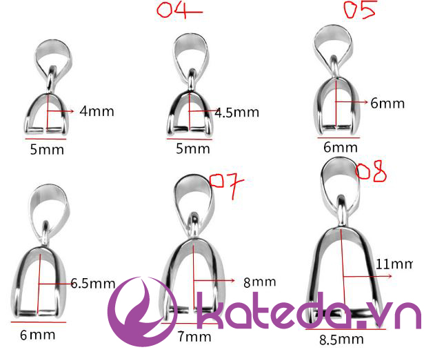 Combo 10 móc mặt dây chuyền ( Đồng thau mạ vàng không hoen gỉ ) KGV0