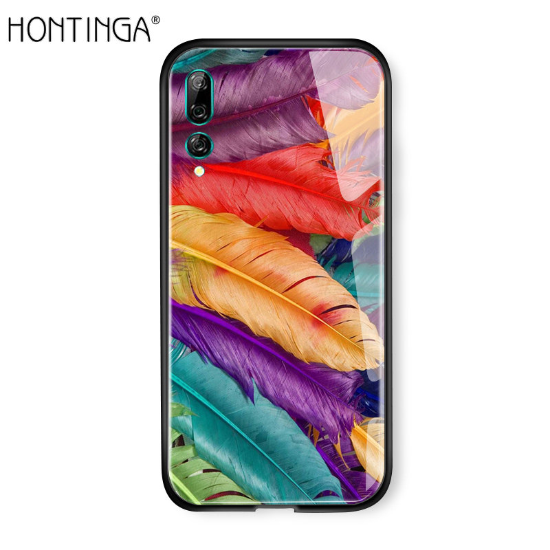 Hontinga For Huawei Honor 9X Aurora Galaxy Space Sky Starry Gradient Casing Case Shockproof Tempered Glass Back Cover