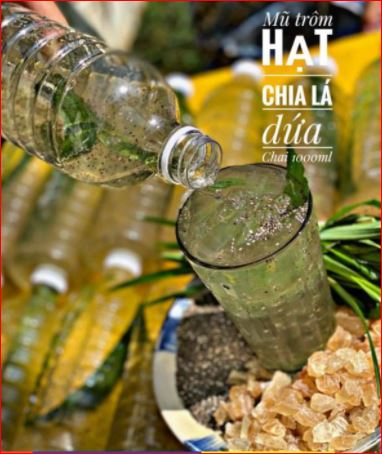 Set mũ trôm hạt chia lá dứa mát gan thanh nhệt đẹp da nấu dc 6 lít_trà thảo mộc vi vi