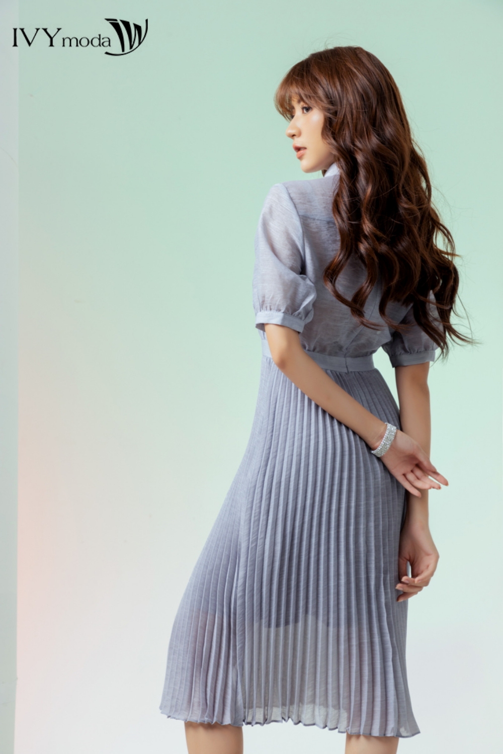 Đầm voan dập ly IVY moda MS 48M7283