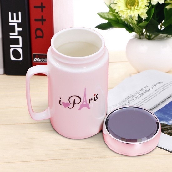 Ly sứ giữ nhiệt, nắp có thể soi gương