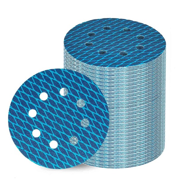 70PCS Anti Clogging Rhombus Sanding Disc Pads 5 Inch 8 Hole Sanding Discs Hook and Loop Orbital Sander Pads