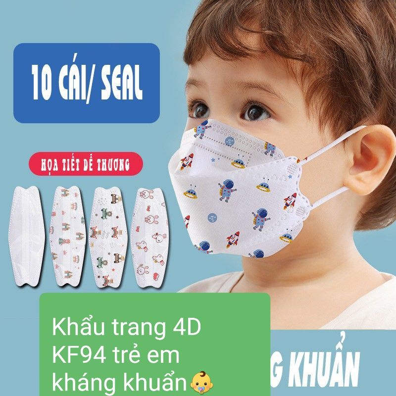Túi 10 chiếc khẩu trang 4D mask KF94 trẻ em (1-5 tuổi)