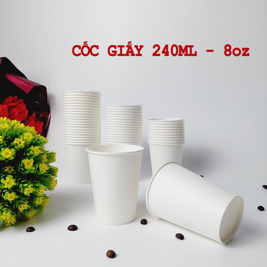 500 chiếc cốc giấy 240ml - 8oz ly giấy cafe NHẬP KHẨU HÀN QUỐC