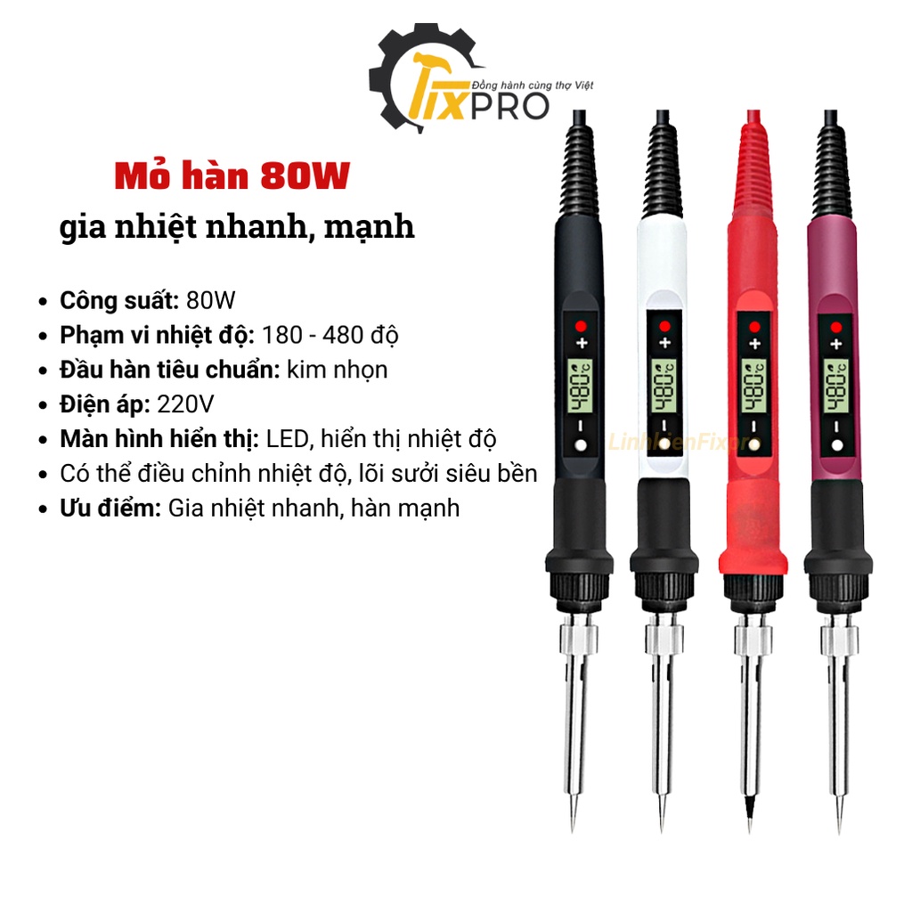 Mỏ hàn điều chỉnh nhiệt 60W tặng kèm thiếc hàn+ 5 đầu mũi hàn +hút thiếc + nhíp