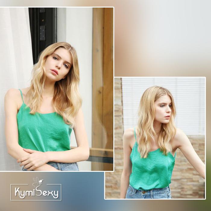 Bộ đồ áo 2 dây quần ngắn thêu hoa (Xanh)