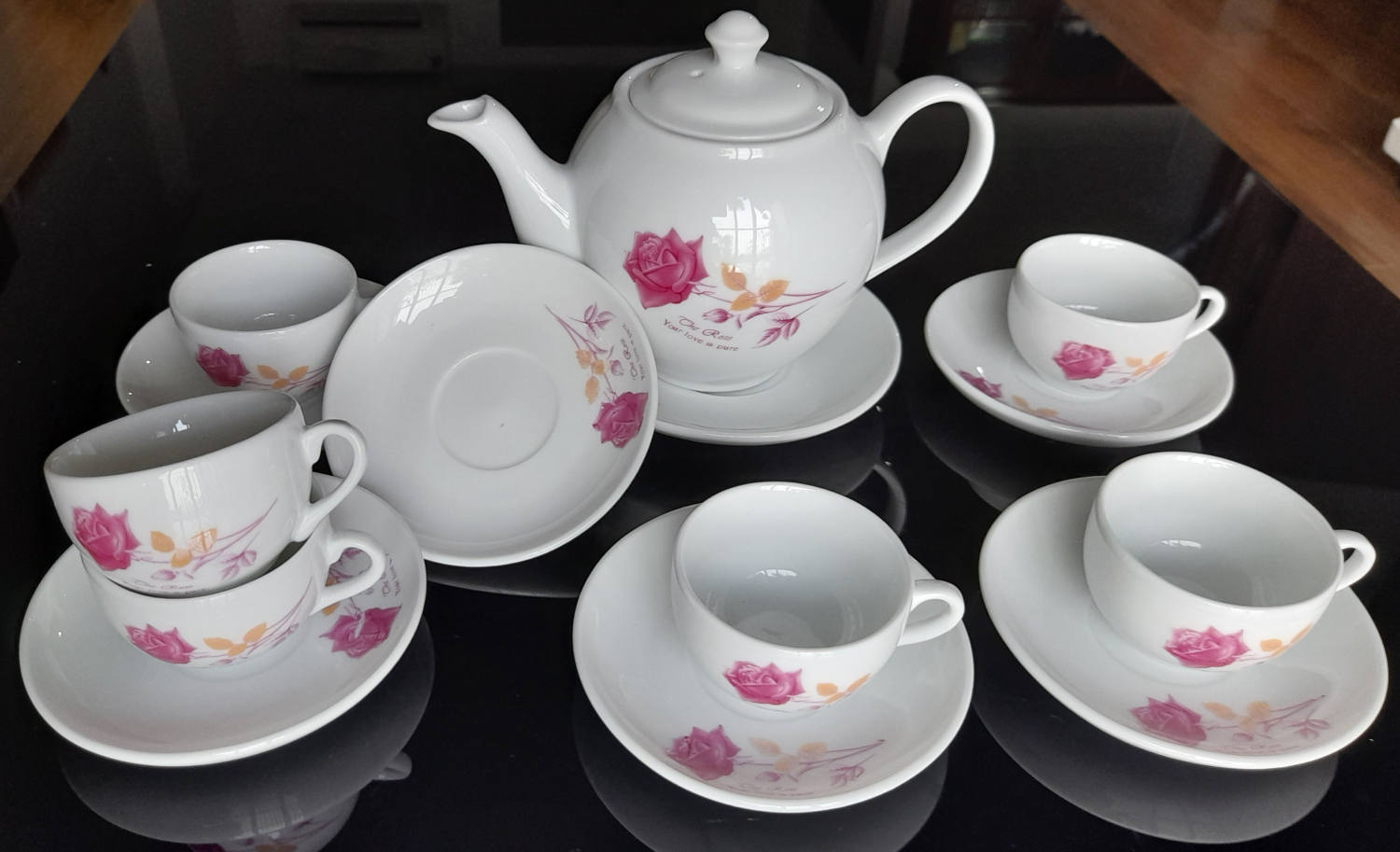 Bộ trà/bộ ấm chén hoa hồng, hàng đẹp