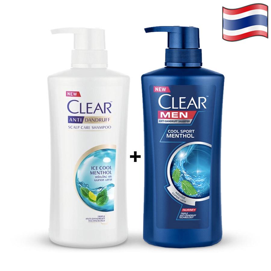 2 CHAI DẦU GỘI CLEAR BẠC HÀ 400ml VÀ CLEAR MEN 400ml - THÁI LAN