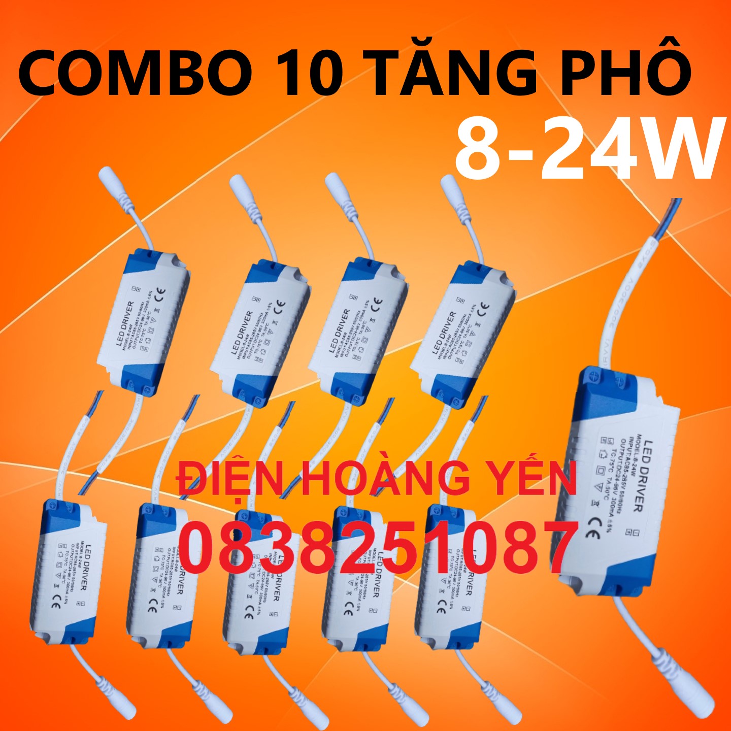 10 Tăng phô đèn led âm trần và ốp trần 8w đến 24w [Drivier]