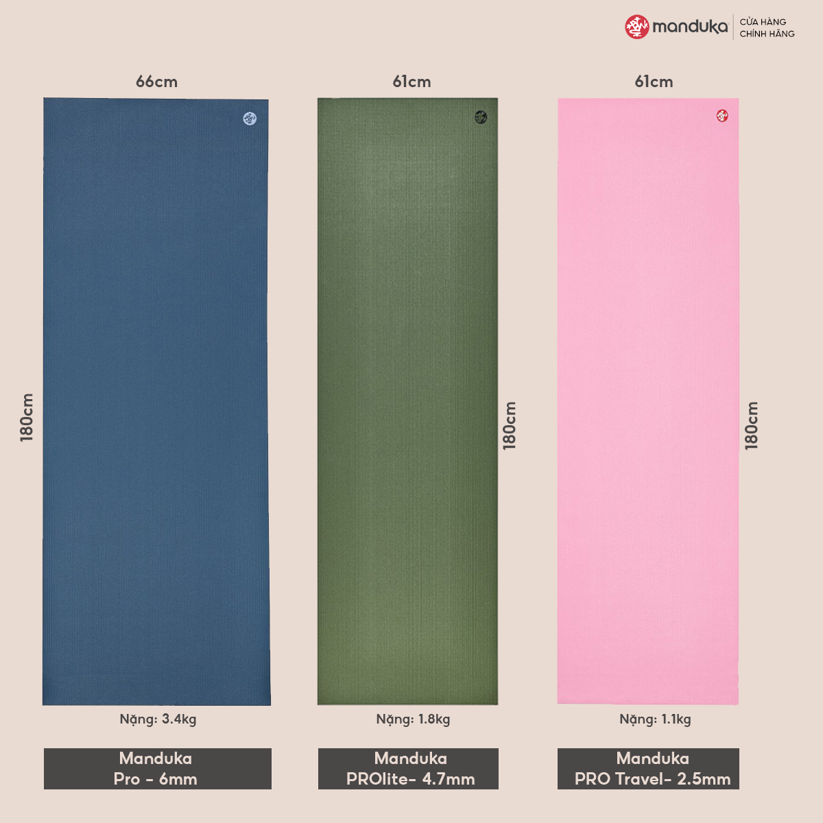 Thảm tập yoga Manduka – PRO 6mm (180 x 66cm)