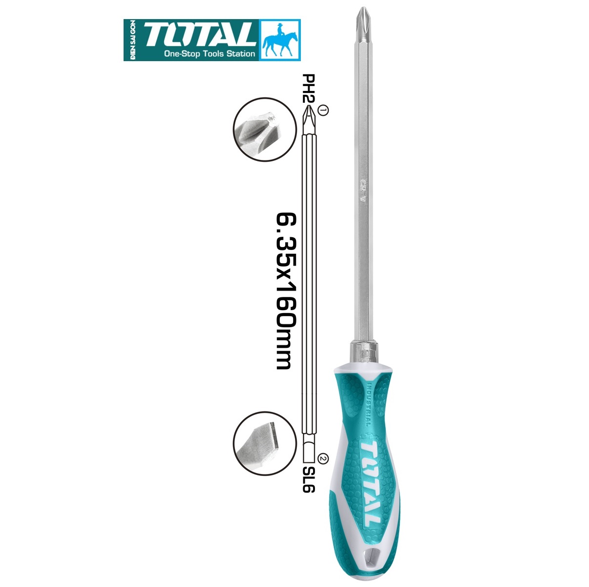 Tua vít 2 đầu ph1+sl5 5x135mm cr-v ingco akisd0203 tht250226