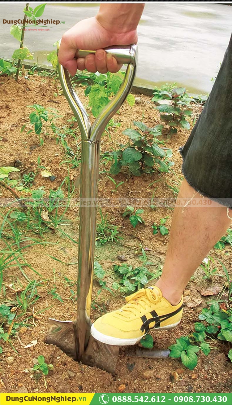 Xẻng làm vườn inox có tay cầm 80cm