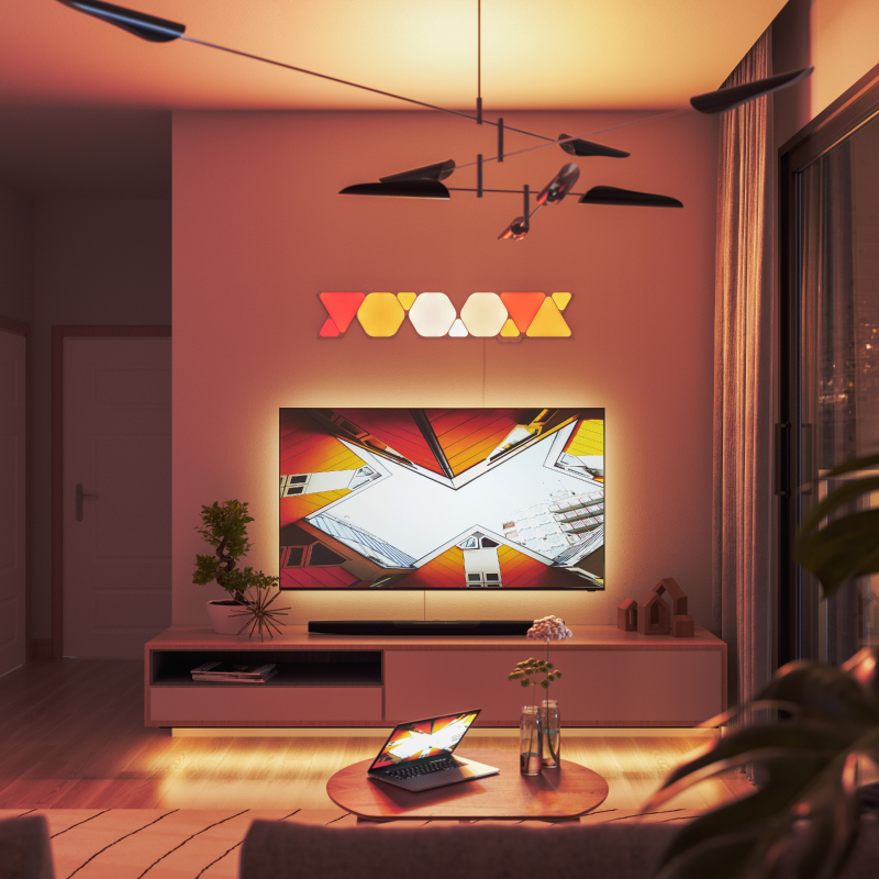 Đèn thông minh Nanoleaf Shapes Hexagon Starter Kit 9 miếng lục giác | Đồng bộ ánh sáng theo màn hình Hàng Chính Hãng Bảo hành 2 Năm