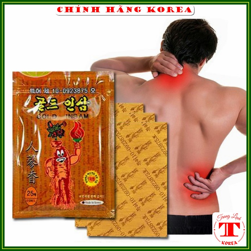 Cao dán hồng sâm hàn quốc Insam vàng chính hãng, gói 25 miếng - Chăm sóc chấn thương, giảm đau nhức, tranglinhkorea