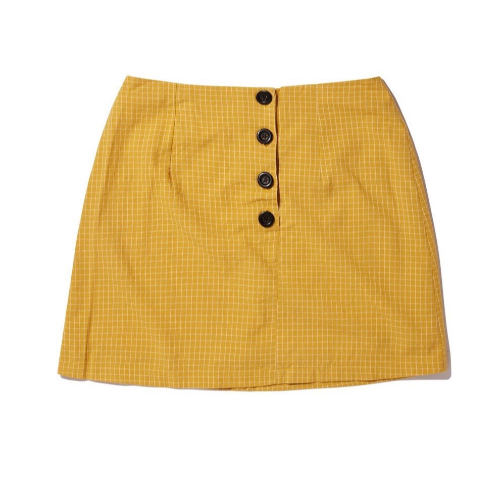 Usthebasic - chân váy plaid buttondown skirt