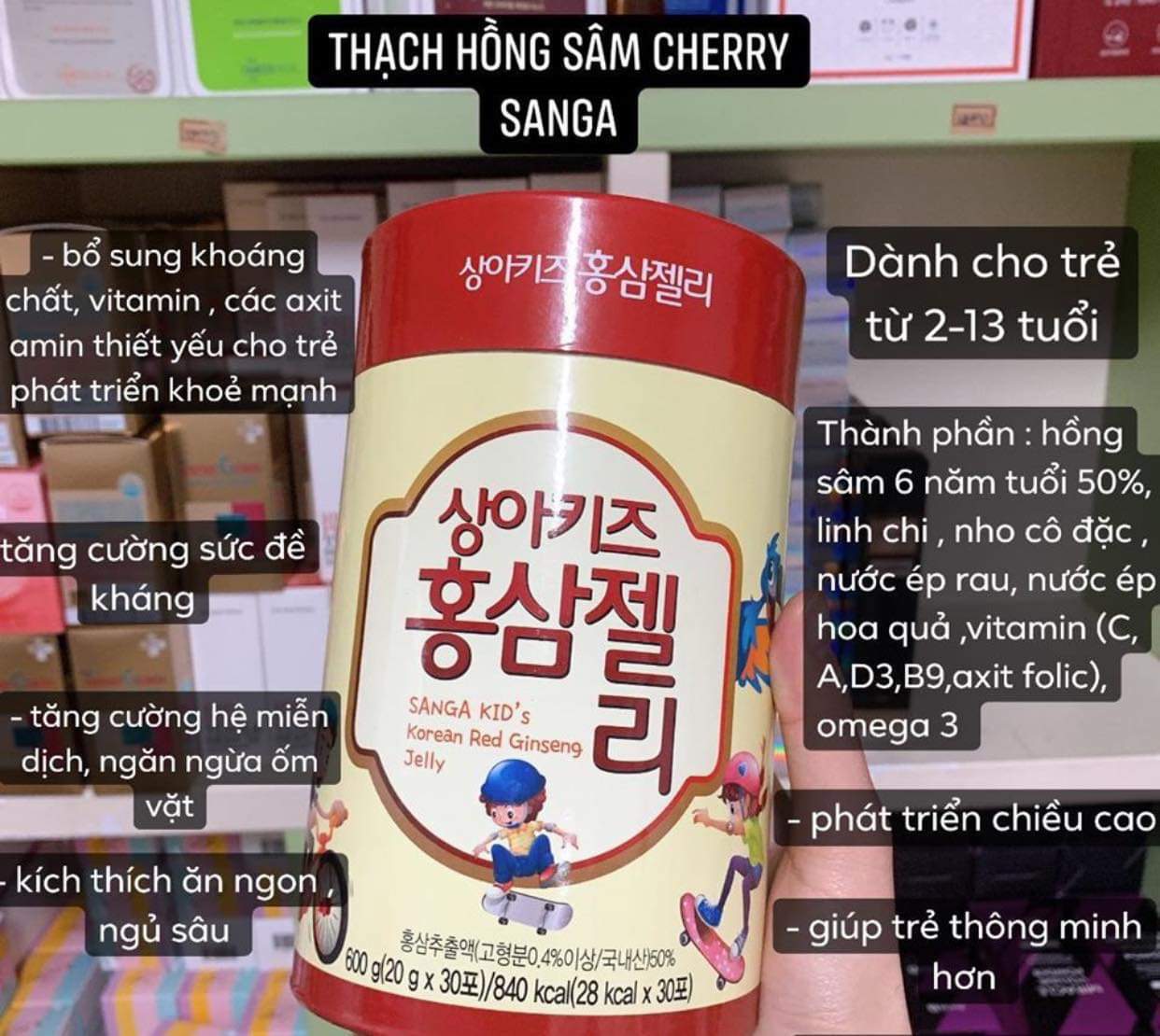 [HCM]Thạch Hồng sâm trẻ em BABY SANGA KIDS (Hộp 30 gói)