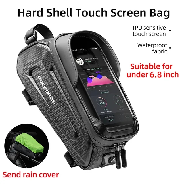 ROCKBROS Túi Xe Đạp Vỏ Cứng Chống Mưa, Khung Trước Xe Đạp Phản Quang Chống Sốc Màn Hình Cảm Ứng Ốp Điện Thoại 6.8 / 6.2 Phụ Kiện Xe Đạp, Kích Thước Lớn Phonebag