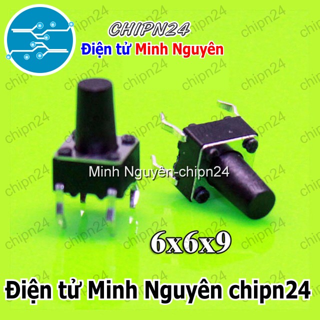 [10 cái] (F62) Nút nhấn 4 chân 6x6x9mm DIP - HH003011