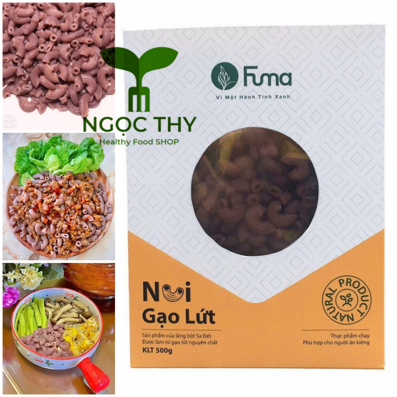 [HCM]Nui gạo lứt Fuma 500gr đặc sản Sa Đéc phù hợp ăn kiêng/chay/eatclean/keto