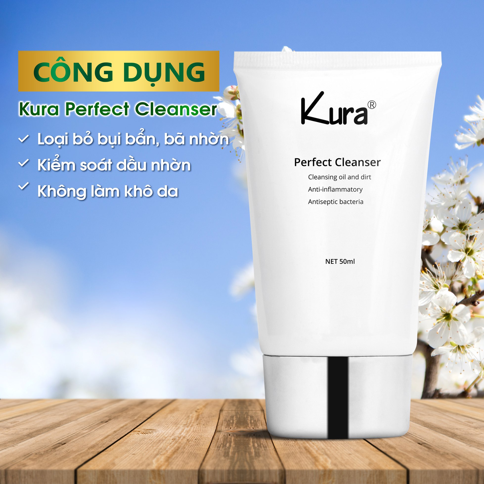 [HCM]sữa rửa mặt sạch mụn Kura 50ml