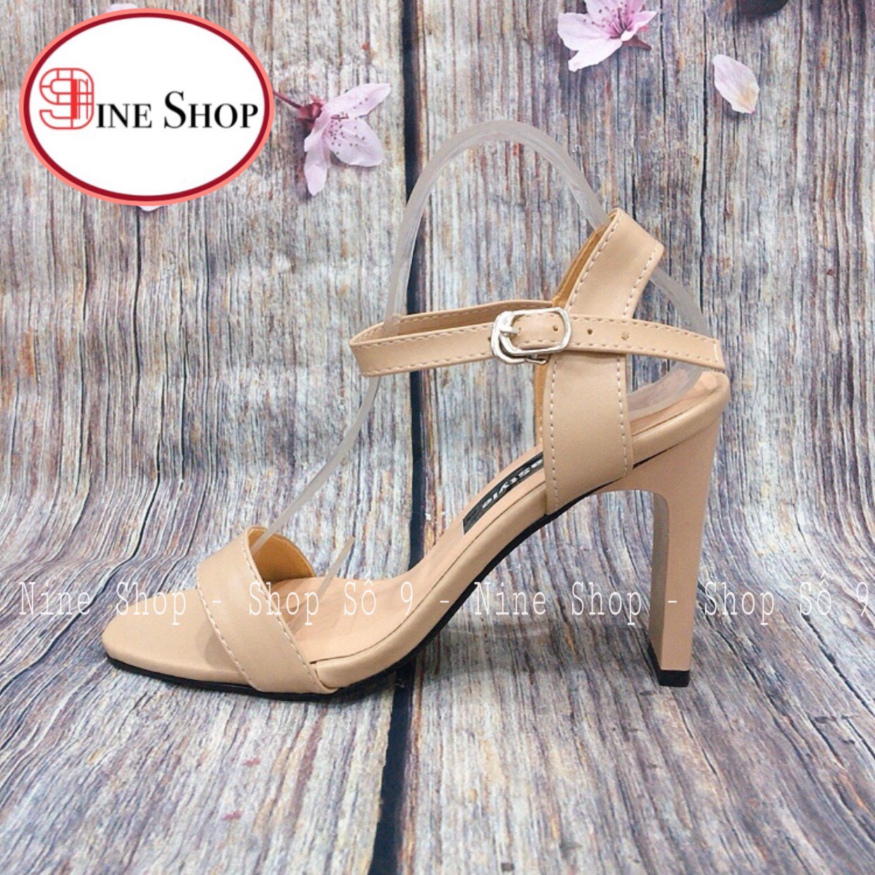 Giày cao gót 9p quai ngang gót dẹp hở gót N9