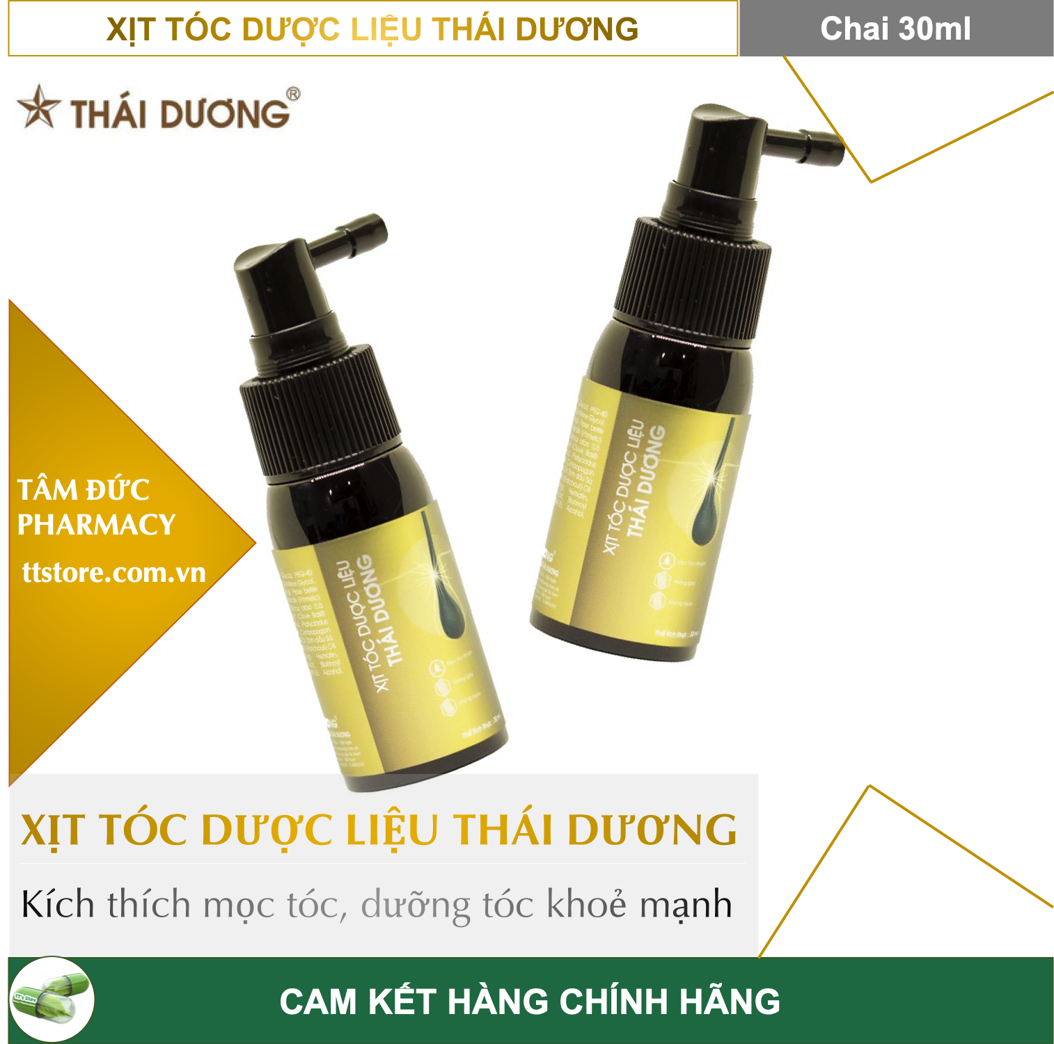 [HCM]XỊT TÓC DƯỢC LIỆU THÁI DƯƠNG [Chai 30ml] - Kích thích mọc tóc dưỡng tóc khoẻ mạnh