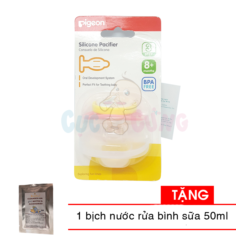 Ty ngậm Pigeon Silicone (bước 1/2/3) TẶNG 1 bịch nước rửa bình sữa 50ml