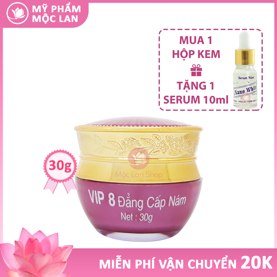 Kem Nám Tàn Nhang Đồi Mồi Dưỡng Trắng Da Mặt Chống Nhăn Lão Hóa Da - Kem Nano White Đẳng Cấp Vip 8 30G - Mỹ Phẩm Mộc Lan