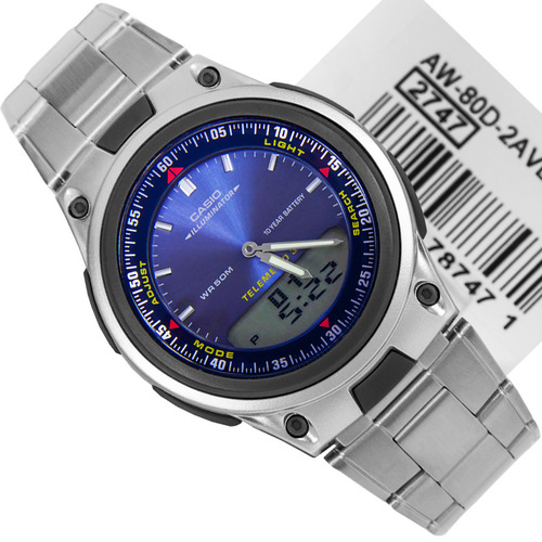 Đồng hồ nam dây thép không gỉ Casio AW-80D-2AVDF (Bạc)