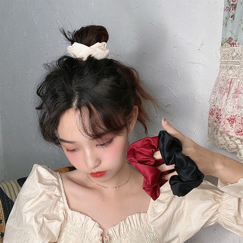 Dây cột tóc Scrunchies, Scrunchies lụa trơn cao cấp - S06 Mian Store