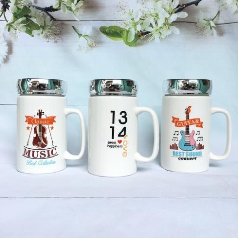 Ly, cốc sứ giữ nhiệt nắp tráng gương 400ml 4.9