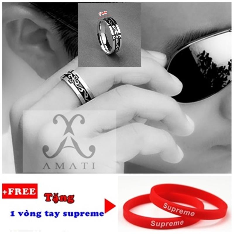 [HCM]Nhẫn nam titan hoa văn gtm6 (tặng vòng tay supreme)