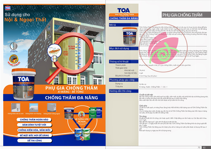Chất sơn chống thấm đa năng Toa xi măng- bê tông (1kg, 4kg và 20kg)