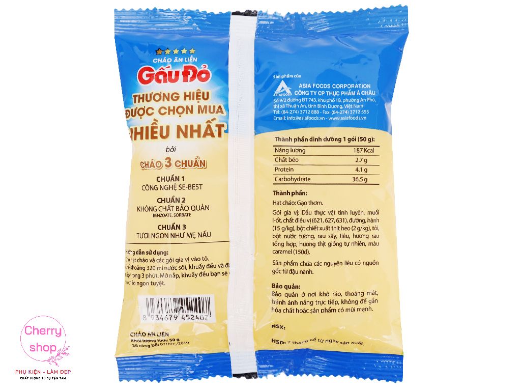[Giao Tại TPHCM] Combo 10 Gói Cháo Thịt Bằm Gấu Đỏ 50g