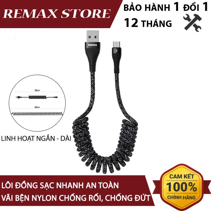 Cáp sạc lò xo bọc vải cổng Lightning cho iPhone iPad Remax RC-139i