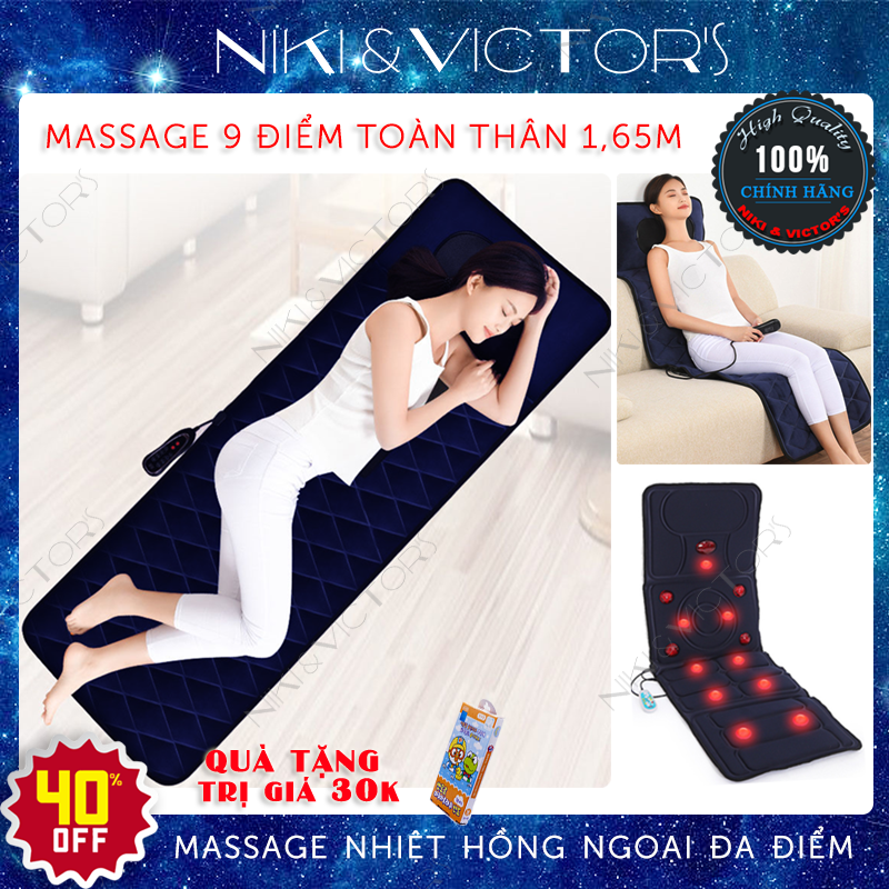 Nệm massage 9 điểm nhiệt hồng ngoại 1.65m toàn thân cao cấp