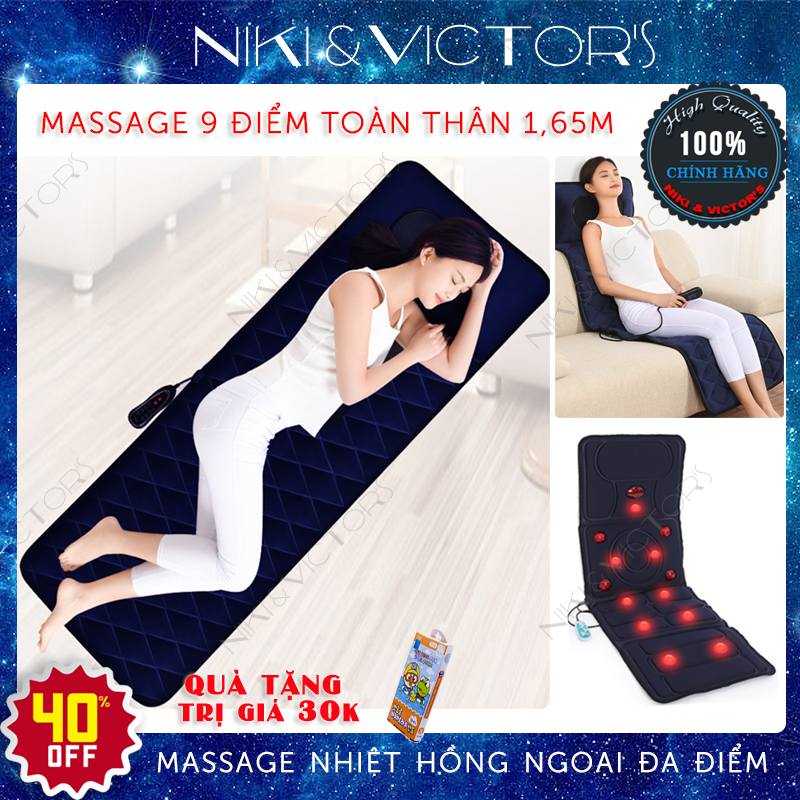 Nệm massage 9 điểm nhiệt hồng ngoại 1.65m toàn thân cao cấp nhập khẩu