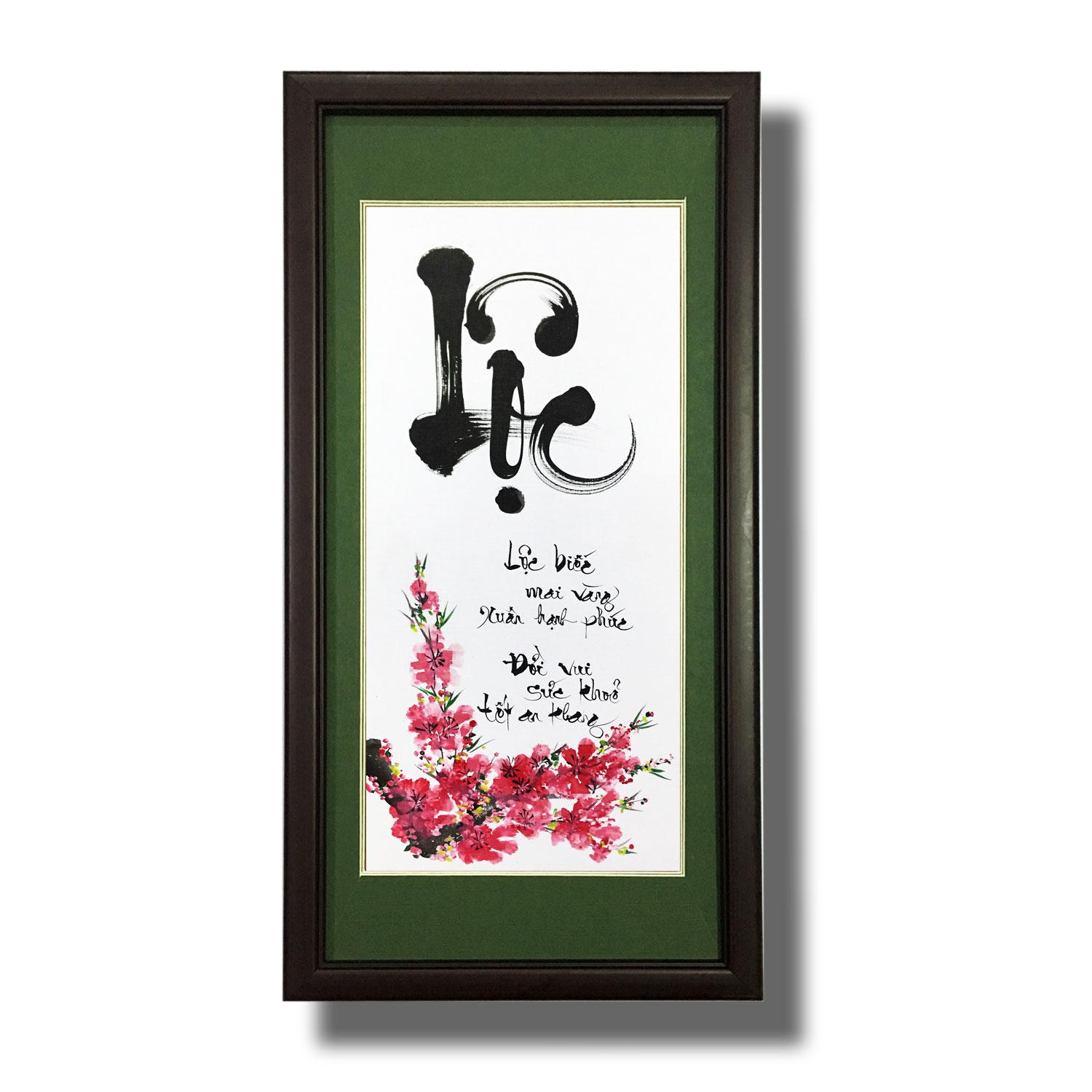 Tranh thư pháp - Chữ Lộc 08 - Tranh Minh Hiền (viết và vẽ 100% - không sử dụng in ấn)