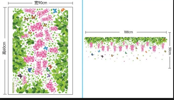 [HCM]DECAL DÁN TƯỜNG GIÀN HOA TIGON HỒNG