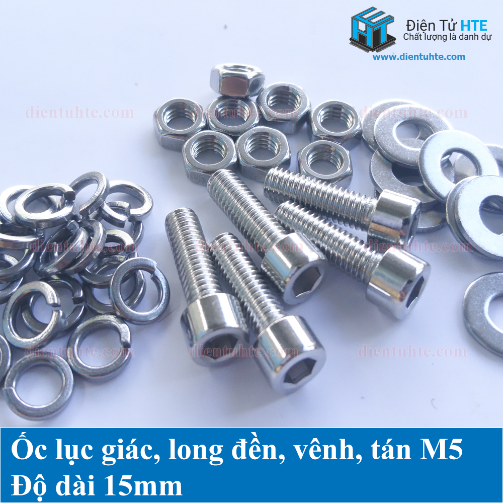 Ốc lục giác M5, kèm long đền, vênh, tán