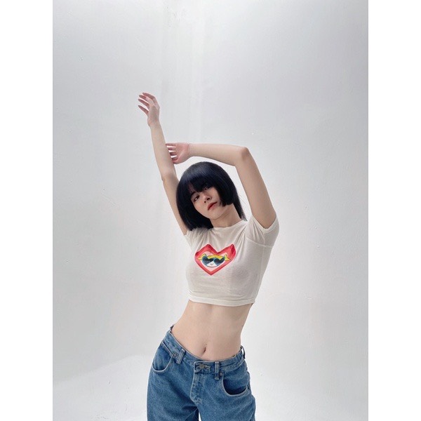 [VOUCHER 12%/149K] MONÁ - Áo croptop thun cotton co giãn - HEART CROPTOP