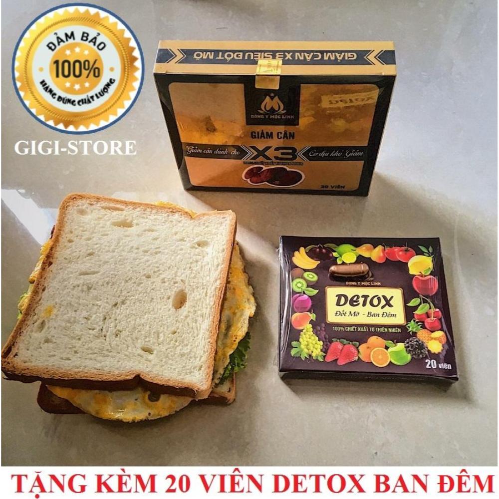 Thuốc giảm cân Đông y Mộc Linh X3 (30 viên) + Tặng kèm 20 viên tan mỡ ban đêm
