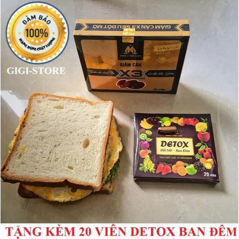 Thuốc giảm cân Đông y Mộc Linh X3 (30 viên) + Tặng kèm 20 viên tan mỡ ban đêm