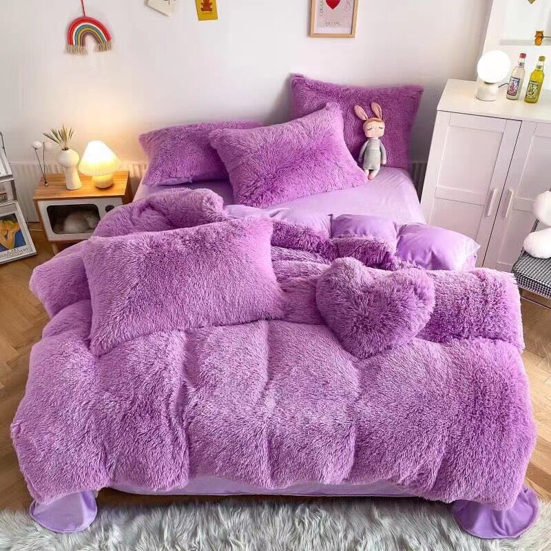 bộ chăn ga gối 5 món nỉ lông tim💗💗💗